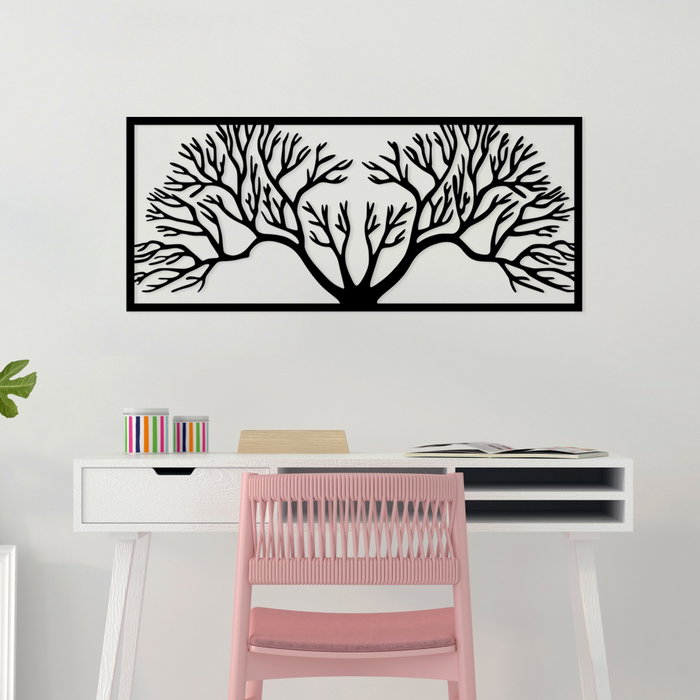 Wallity Horn Tree Escultura de Pared de Metal Negro